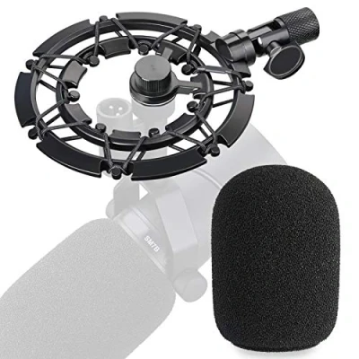 Imagen de Montaje de Choque con Funda Esponja para Micrófono Shure SM7B, Montura Aleación Reducir Vibraciones y Mejorar la Calidad Grabación por YOUSHARES