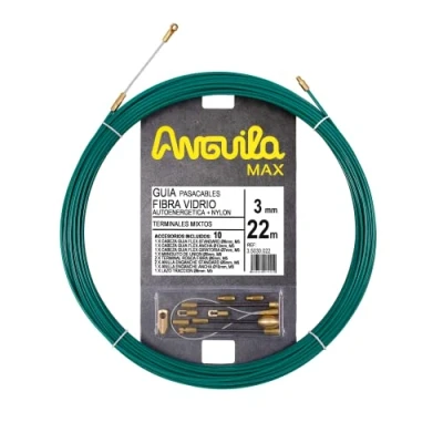 Imagen de Anguila Max Guía Pasacables Fibra de Vidrio Reforzada Nylon Terminales Mixtos Color Verde Diámetro 3mm 22 metros