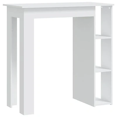 Imagen de vidaXL Mesa Alta Cocina con Estante Bar Bistró Mostrador Centro Desayuno Comedor Salón Muebles Mobiliario Madera Contrachapada Blanco 102x50x103,5 cm