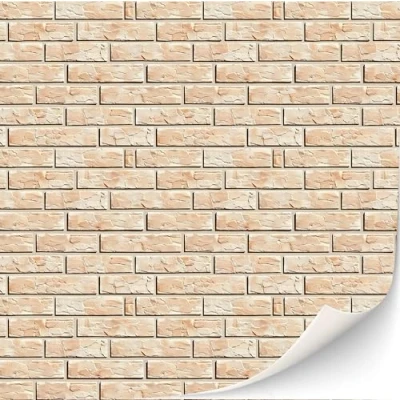 Imagen de 3 hojas autoadhesivas de revestimiento pared para casa muñecas escala 1:12 (ladrillos color crema 1)