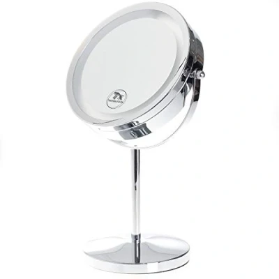 Imagen de TUKA LED Espejos Maquillaje, 7x aumentos, afeitarse para baño de Mesa, Doble Cara Escritorio Espejo Luz con Energía la Batería, TKD3145