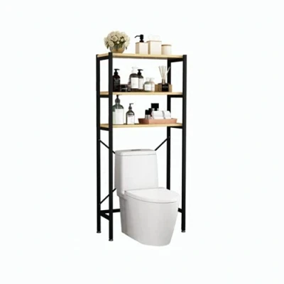 Imagen de MAGIC SELECT Estante Superior Inodoro. Almacenamiento Ahorra Espacio de 3 Niveles. Estantería Baño Encima Inodoro Madera E1 y Acero.