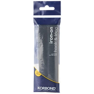 Imagen de Korbond Iron On Black Hook Loop Tape Fabric 2cm x 50cm No Sewing Required Fastening Solution for Crafting, Repairs, DIY, Upcycling and Projects Gancho y Bucle, Hierro, Negro