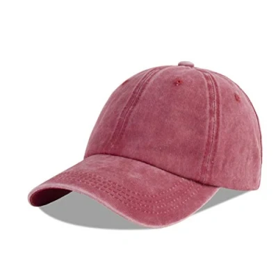 Imagen de LANGZHEN Gorra de béisbol Neutral 100% algodón Puro para Hombres y Mujeres lavando Vaqueros Ajustables papá (borgoña, Grande)