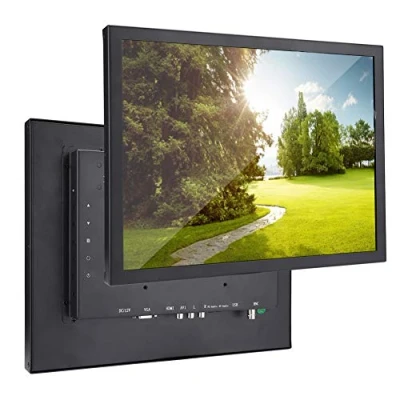 Imagen de Sxhlseller Monitor Portátil, 15 Pulgadas 1024x768 HD Industrial de Metal Completo HDMI/VGA/AV/BNC/USB para PC, TV, CCTV, Cámara, Etc.(EU)