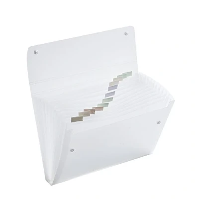 Imagen de Carpeta archivadora A4 expandible de bolsillo transparente con 13 refuerzos multisección cierre tipo cartera portadocumentos Arpan (transparente)