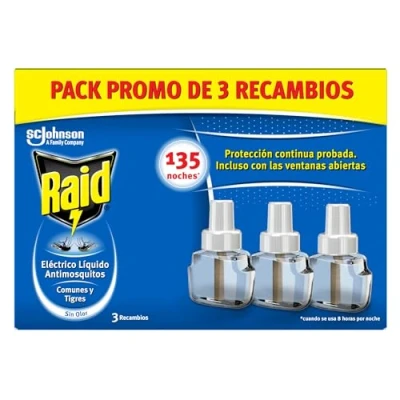 Imagen de Raid ® Eléctrico Líquido 135 Noches recambios Anti Mosquitos comunes y Tigre 3 de 45 Sin Color