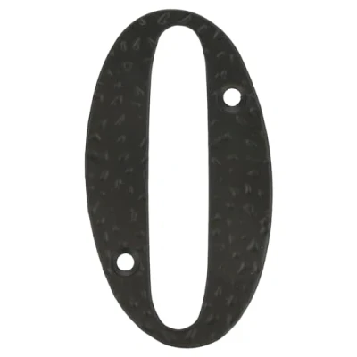 Imagen de Amig Número Para Casas o Portales Nº 0 100 x 65 mm Paredes Muros Exteriores De Viviendas Acero Acabado en Negro Epoxi Estilo Forja Incluye Tacos y Tirafondos