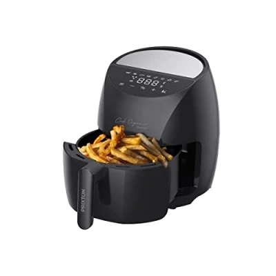 Imagen de PRIXTON Freidora de aire caliente sin aceite Cook Organics Compact, Air Fryer con Capacidad 3,7 litros, Pantalla LED Táctil, Potencia 1400W, 8 Programas, Tiempo y Temperatura Ajustable