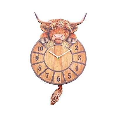 Imagen de Nemesis Now Reloj de Pared, con diseño Vaca Las montañas Escocia, 25 cm, MDF, tamaño único, Color Rojo