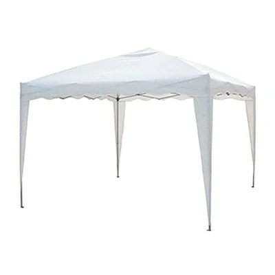 Imagen de VERDELOOK Cenador plegable y abatible automático con armazón de hierro, 2x2 m, blanco