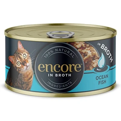 Imagen de Encore Premium Comida Húmeda para Gatos 100% Natural de Pescado Océano en Lata Caldo Paquete 16 latas 70 g
