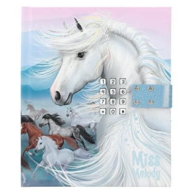 Imagen de Depesche 13236 Miss Melody Agenda con código numérico y Sonido, Libro en Rosa Verde, Motivo de Caballo 80 páginas rayadas e ilustradas a Color, Paper, Multicolor, One Size