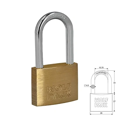Imagen de WOLFPACK LINEA PROFESIONAL Candado Laton Arco Largo 30 mm.