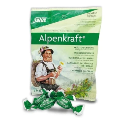 Imagen de Salus Alpenkraft Caramelos Herbales Bolsas de 75 g Elaborados a Base Extracto Plantas y Aceites Esenciales Con Miel Mantienen el Aliento Fresco Agradable