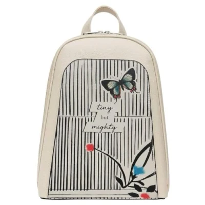 Imagen de DOGO Femme Cuir Vegan Crème Fait Main et Mode Sac à dos Tiny but Mighty Motif