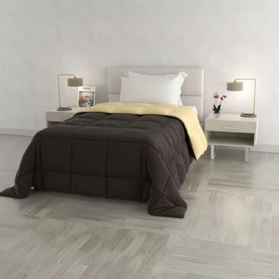 Imagen de Italian Bed Linen Colcha de Invierno Elegant, Marròn/Crema, 1 Plaza, 220x260x3 cm (T EL marrone/panna 1P)
