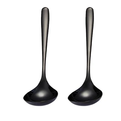 Imagen de MBBITL Cucharón de sopa negro 304 acero inoxidable Cuchara cocina para servir salsa servidor