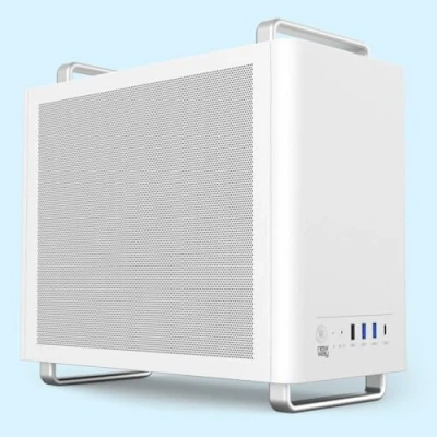 Imagen de NEWWAY 2025 Caja para PC Mini Tower portátil Compatible con ITX, Micro ATX Tipo C USB 1 Ventilador Incluido 9 MM 3 Pines Molex Pared metálica de Malla (Blanco)