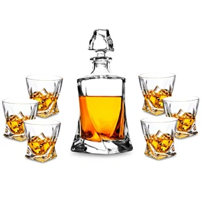 Imagen de KANARS Vasos y Jarra de Whisky, 800 ml Decantador 6x 300 Copas para Martini, Scotch, Coñac, Bourbon, Juego 5 Piezas, Exquisita Caja Regalo
