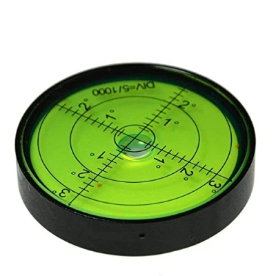 Imagen de umei Caja de aluminio horizontal alta precisión con burbuja diana nivel superficie inclinómetros redondos para instrumentos topografía y tribraches, 60 mm, 15 pies