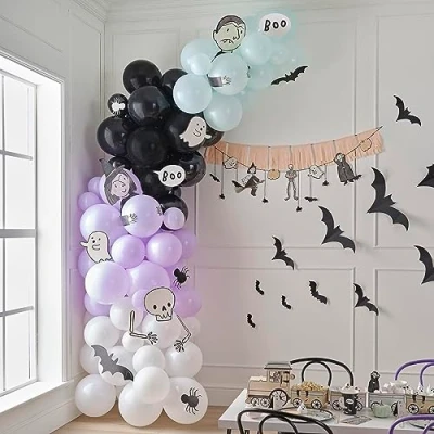 Imagen de Ginger Ray Guirnalda de arco multicolor con personajes Halloween, 95 globos