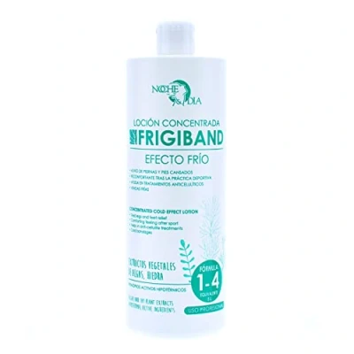 Imagen de Líquido para Piernas Cansadas Frigiband, Loción Concentrada (1 4). Liquido Vendas Frias, con Algas, Fucus, Hiedra y Activos Hipotérmicos. Alivio de Pesadas 1000 ml. Marca: Noche Día