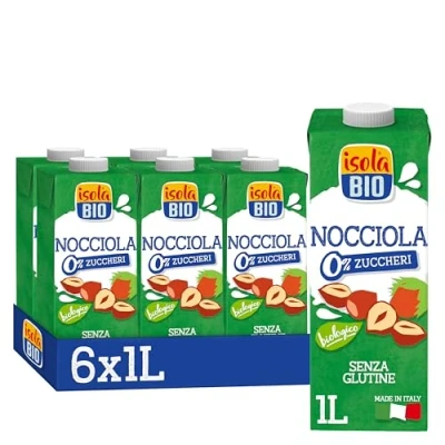 Imagen de ISOLA BIO Pack de 6 Unidades 1 L Bebida Ecológica Vegetal Avellanas Sin Azúcar Añadido y Lactosa Apto para Veganos Ideal Tomar Sola, con Café o en Batidos