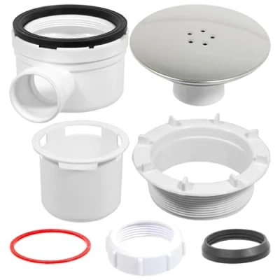 Imagen de SPARES2GO Trampa de ducha para bandeja 90 mm, agujero desagüe 3,8 cm, kit base cúpula (cromo plateado)
