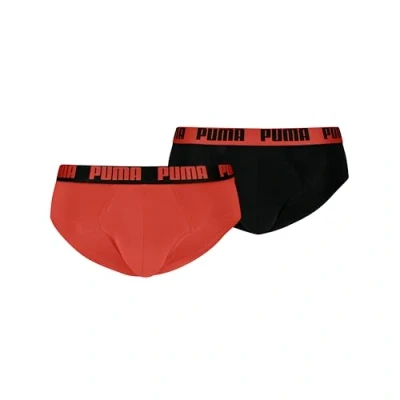 Imagen de Puma MEN Everyday Briefs 2 PACK Braguitas, Hombre, Talla: Large, Red fire/black