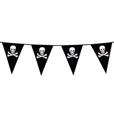 Imagen de Boland 74160 Banderines Pirata de 4 m, Longitud corsario, Calavera, decoración Colgante, Guirnalda, cumpleaños, Fiesta, vajilla temática, Carnaval