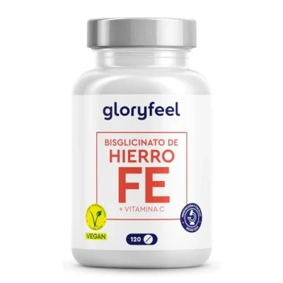 Imagen de Hierro y Vitamina C (40mg) 120 Tabletas Bisglicinato de + Natural (Acerola) quelado bien tolerado Vegano, sin aditivos, fabricado en Alemania