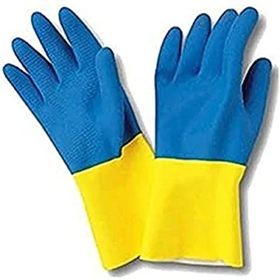 Imagen de Sanyc Guante de Goma, Látex, Azul/Amarillo, M (Paquete 1)