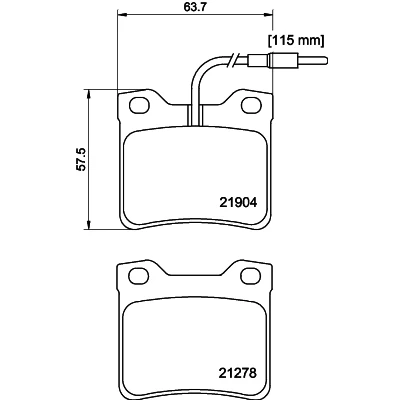 Imagen de HELLA 8DB 355 008 171 Juego de pastillas freno con contacto aviso desgaste incorporado MERCEDES BENZ: Vito Furgón, Bus, Clase V