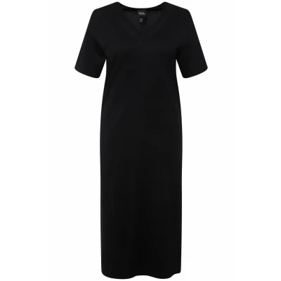 Imagen de Ulla Popken Lochstickerei V Ausschnitt Halbarm Camisón, Mujer, Talla: 48/50, Noir