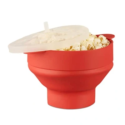 Imagen de Relaxdays 2 Palomiteros Microondas, Recipiente Palomitas, Silicona, sin Aceite, BPA, Rojo o Azul, 14.5 x 25.5 cm
