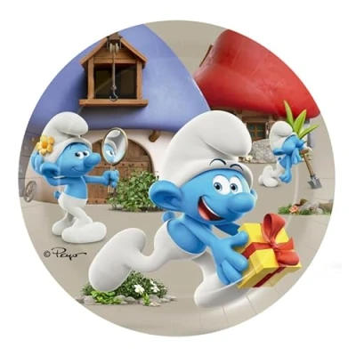 Imagen de BeenSmile, 8 Platos 18 CM PITUFOS, Desechables para Fiesta de Cumpleaños Infantil, Artículos Decoración Fiestas Temáticas