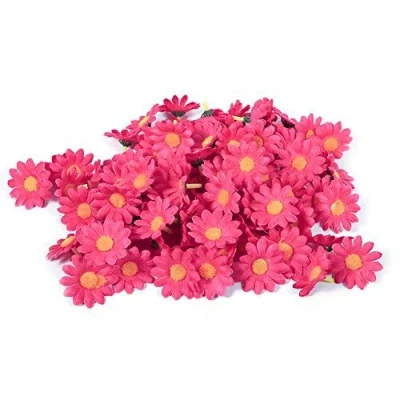 Imagen de 100 Piezas Gerbera Daisy Flores Artificiales, Tela de Flores, Cabezas para Bricolaje, Fiesta, Boda, decoración Artesanal, Color Rosa