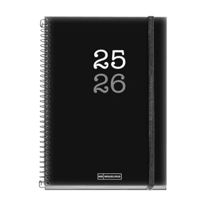Imagen de Miquelrius Agenda Escolar 25 26, Planificador 12 Meses: Septiembre 2025 a Agosto 2026, Tamaño 150 x 213 mm, Día Página, Cubierta de Polipropileno Opaco, Cierre con Goma, Español Inglés