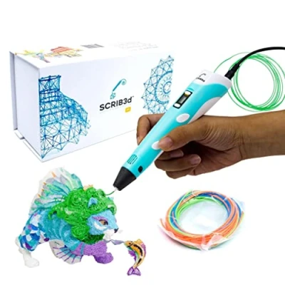 Imagen de SCRIB3D P1 3D Printing Pen with Display Includes Pen, 3 Starter Colors of PLA Filament, Stencil…