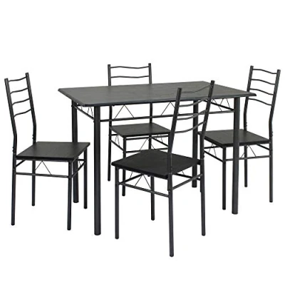 Imagen de VS Venta stock Conjunto Mesa y 4 sillas Comedor Lima Negro/Gris, 110 cm x 70 76 cm, Estructura metálica