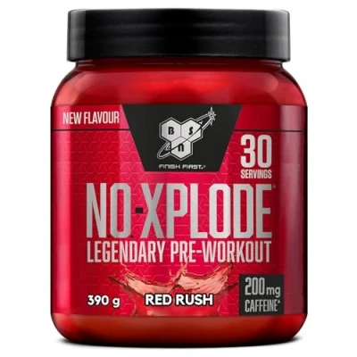 Imagen de BSN Nutrition N.O. Xplode Suplemento Alimenticio en Polvo para Preentrenamiento, Aminoácidos, Vitamina C y Zinc, Sabor Fiebre Roja, 30 Porciones, 390 g