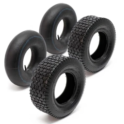 Imagen de WilTec Set 2X Cubiertas cámaras Aire Tractor cortacésped Carro Jardín 15x6.00 6 4PR Válvula Recta