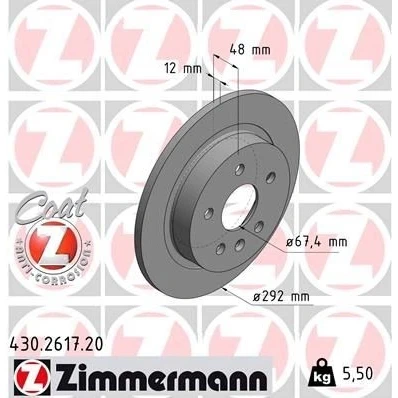Imagen de ZIMMERMANN COAT Z 430.2617.20 Disco de freno 292 12 6/5 5 120 macizo revestido OPEL: Insignia A Berlina, Sports Tourer
