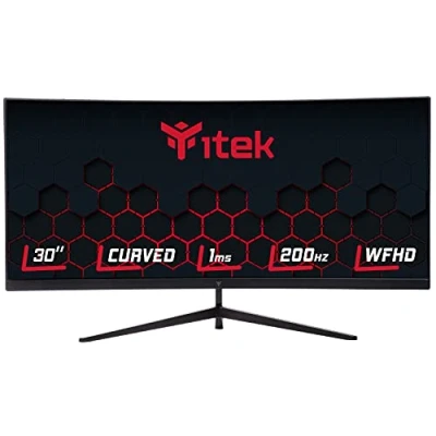 Imagen de Itek Monitor GGC 30&quot; Curved R1800, WFHD 2560x1080 UltraWiide, VA, 200Hz, 21:9, 1ms MPRT, 3xHDMI, DP, Audio, HDR Ready, Adapt Sync, Negro