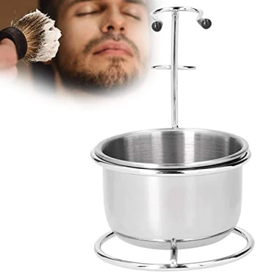 Imagen de Juego de Soporte para Cuenco Afeitar, Brocha Afeitar Metal Afeitadora Acero Inoxidable
