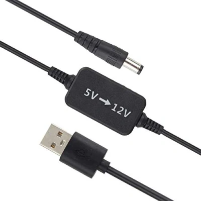Imagen de cable convertidor de voltaje USB a 12 V CC 5 (conector 5,5 x 2,1 mm) transformador V, adaptador fuente alimentación, carga 1,5 m (5 V)