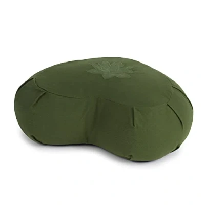 Imagen de Yoga Studio Lotus Crescent Zafu 42 x 13 18 cm, puf de meditación con Funda algodón, Cascos Trigo sarraceno, asa Transporte, Accesorios (Verde)
