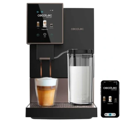 Imagen de Cecotec Cafetera Superautomática Compacta con Wifi Cremmaet Compactccino Connected Black Rose. 1350W, 19 Bares, Pantalla TFT y APP, Molinillo, Tanque de Leche 400ml 1L Agua