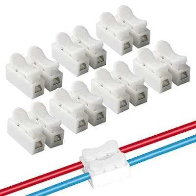 Imagen de QitinDasen 100Pcs Premium Conectores Cable Resorte Rápido, CH2 Bloque Terminales de Conector Abrazadera Resorte, para Conectar Tiras Luz LED (Blanco)